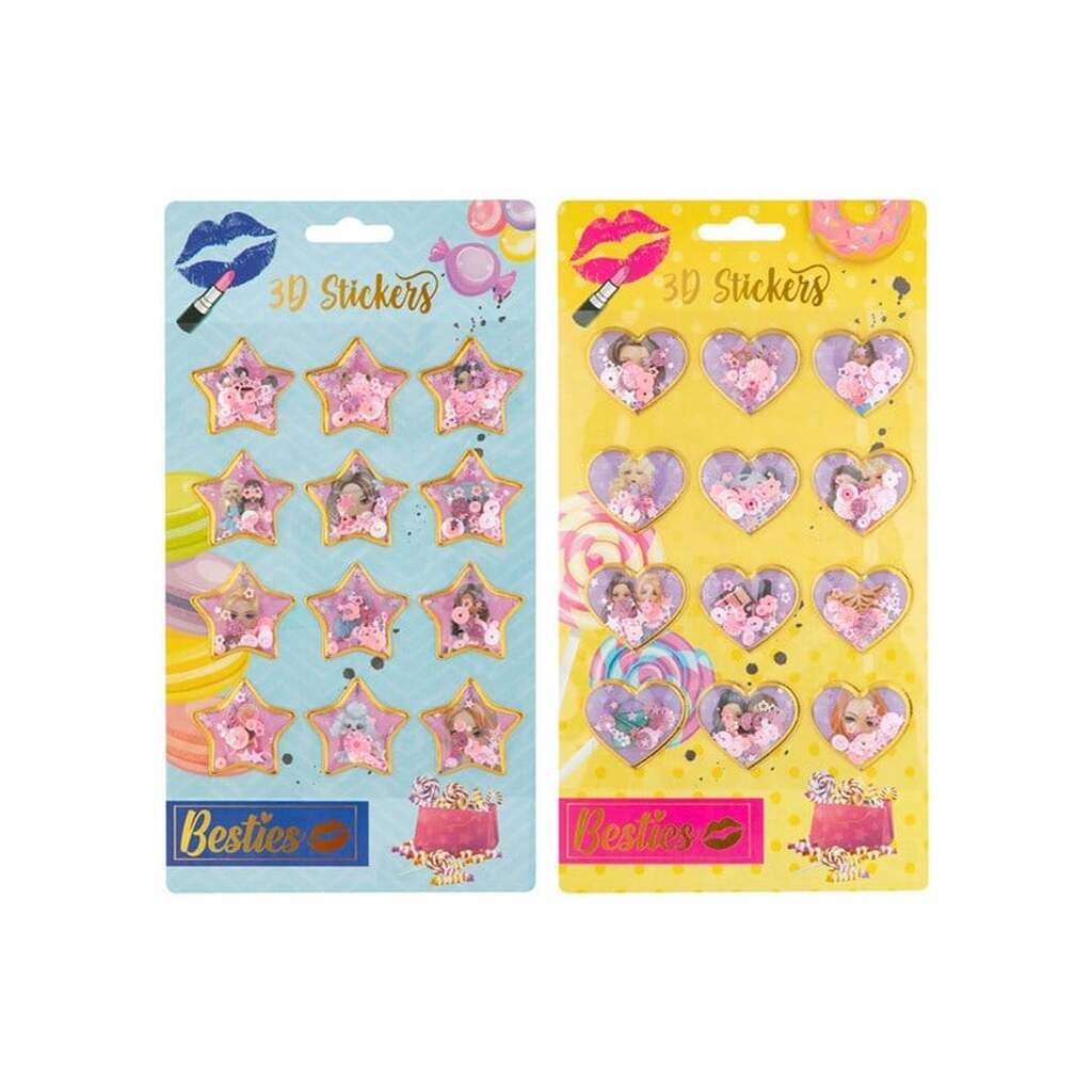 Besties 3D sticker sheet 12pcs. (Assorted)