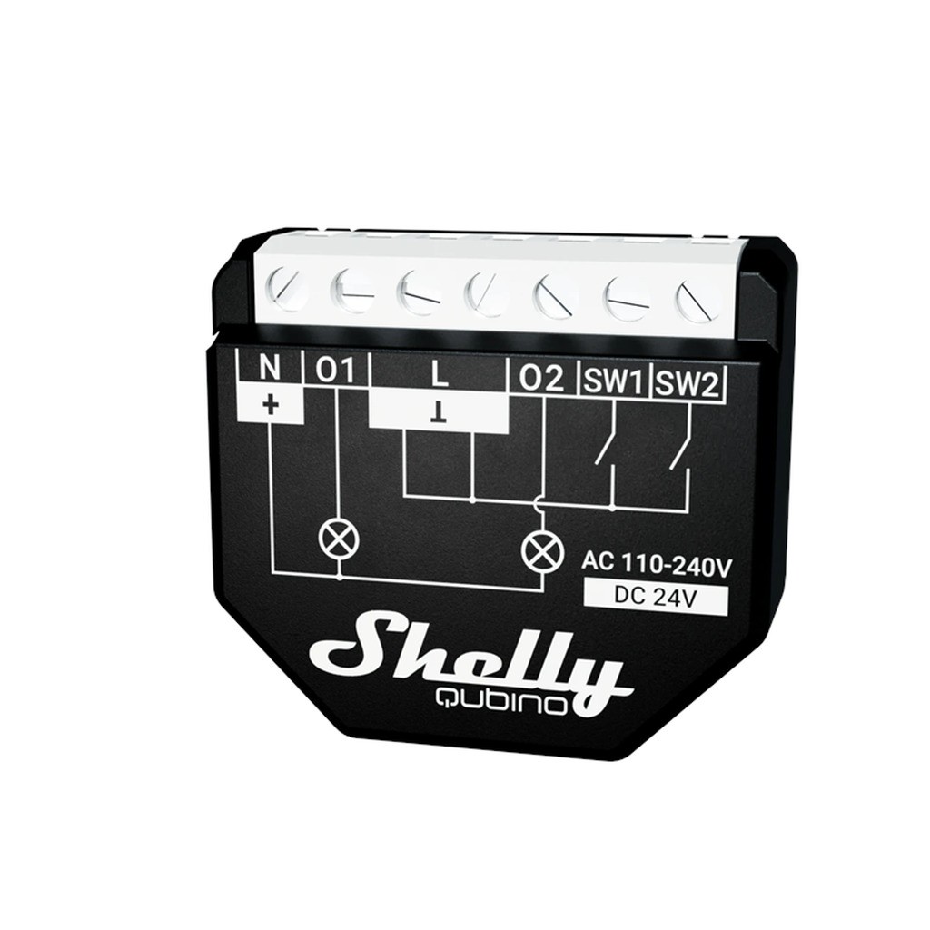 Shelly Wave 2PM - Z-Wave relæ, 2 kanaler med effektmåling (24VDC/230VAC)