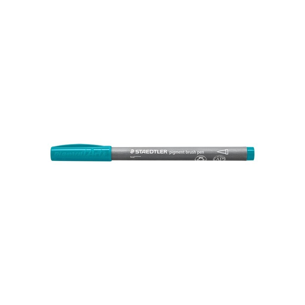 Staedtler BRUSH PIGMENT PEN, ÆSKE 10 STK, BLÅGRØN