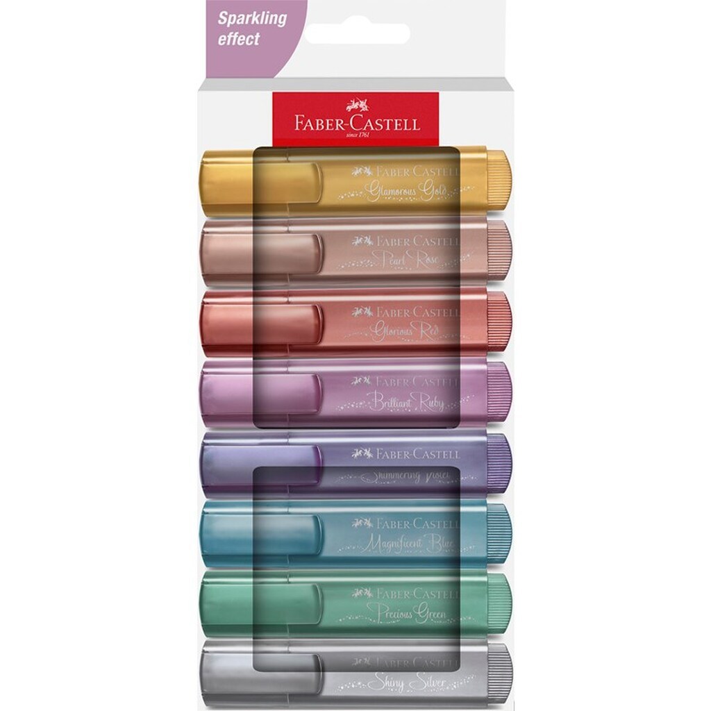 Faber-Castell Textliner 46 metallic 8 ass Hvid karton etui 2024