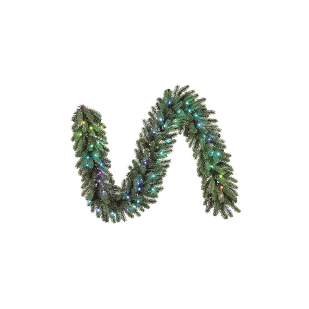 Twinkly Pre-Lit Garland - 50 App-controlled RGB + Warm White LEDs. 2.7 Meters. Green Wire.
