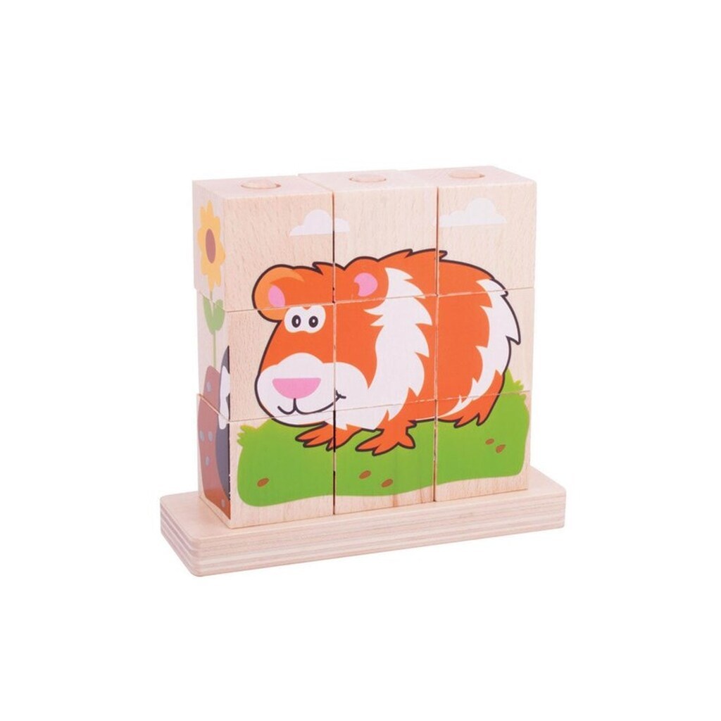 Bigjigs Wooden Block Puzzle Pets 10pcs.
