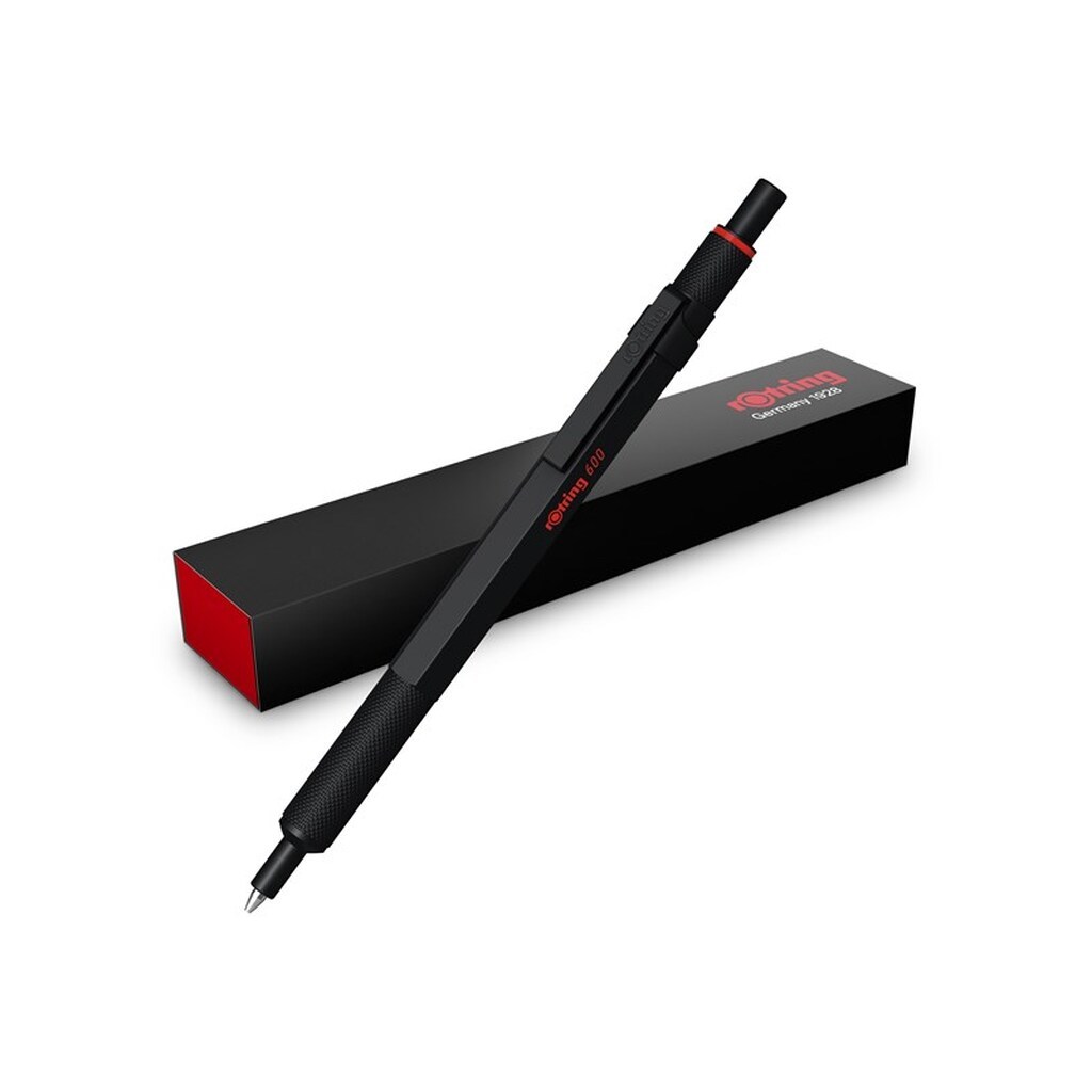 Rotring rOtring 600 Gel Pen | 0,55 mm | Sort Blæk | Sort Metal Krop | Skridsikkert Rillet Greb &amp; Sekskantet skaft | Genopfyldelig