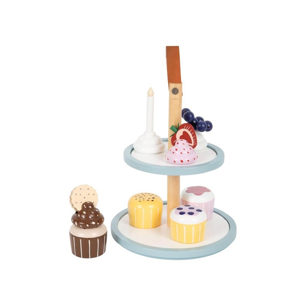 Small Foot - Wooden Play Food Etagere with Cupcakes 13 pieces.