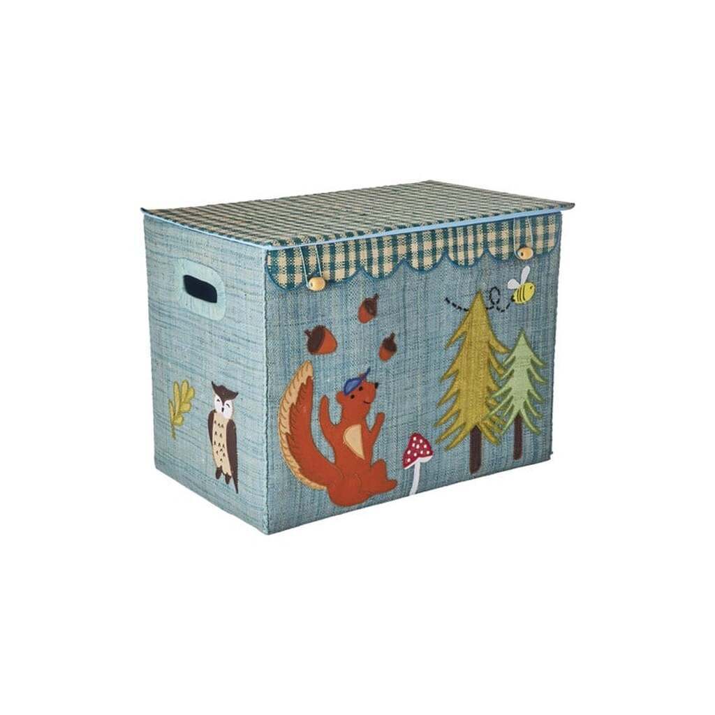 Rice Raffia Storage Box with Happy Forest Theme - Extra Large