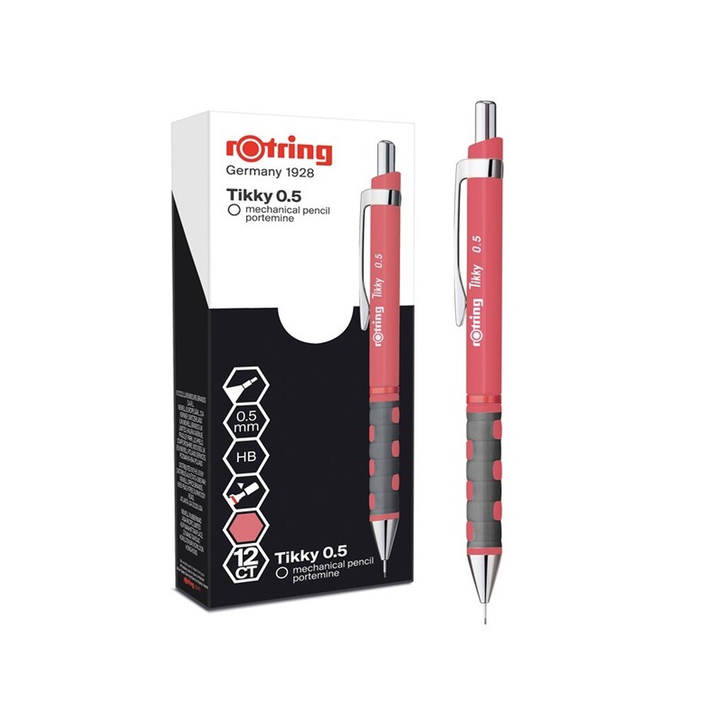 Rotring rOtring Tikky Pastel mekaniske blyanter | HB 0,5 mm | Te Rosa | med komfort gummigreb | 12 stk