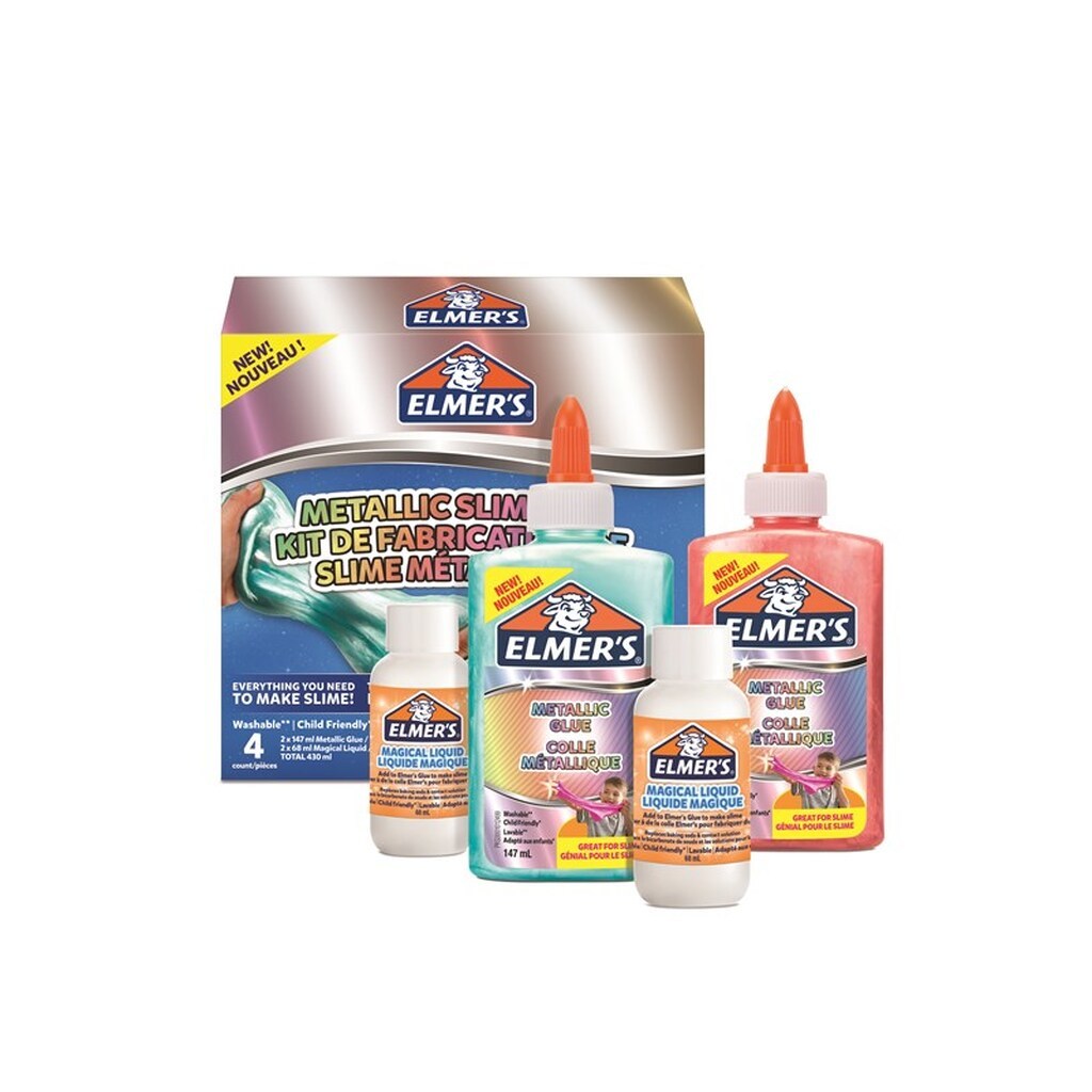 Elmer&apos;s Metallic Slime Kit | Slimsæt med metallisk pva-lim | Sæt med 4 dele