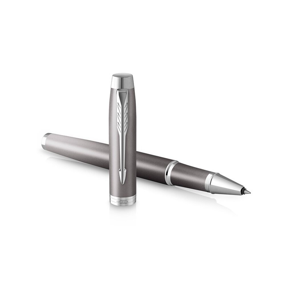 Parker IM Writing Rituals Rollerball Pen | Grå finish | Krombeklædning | Fin spids | Sort blækpatron | Gaveæske