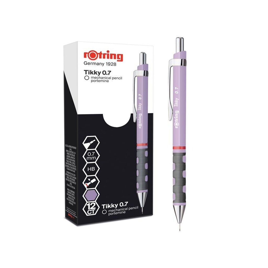 Rotring rOtring Tikky Pastel mekaniske blyanter | HB 0,7 mm | Orkidé blomstring | med komfort gummigreb | 12 stk