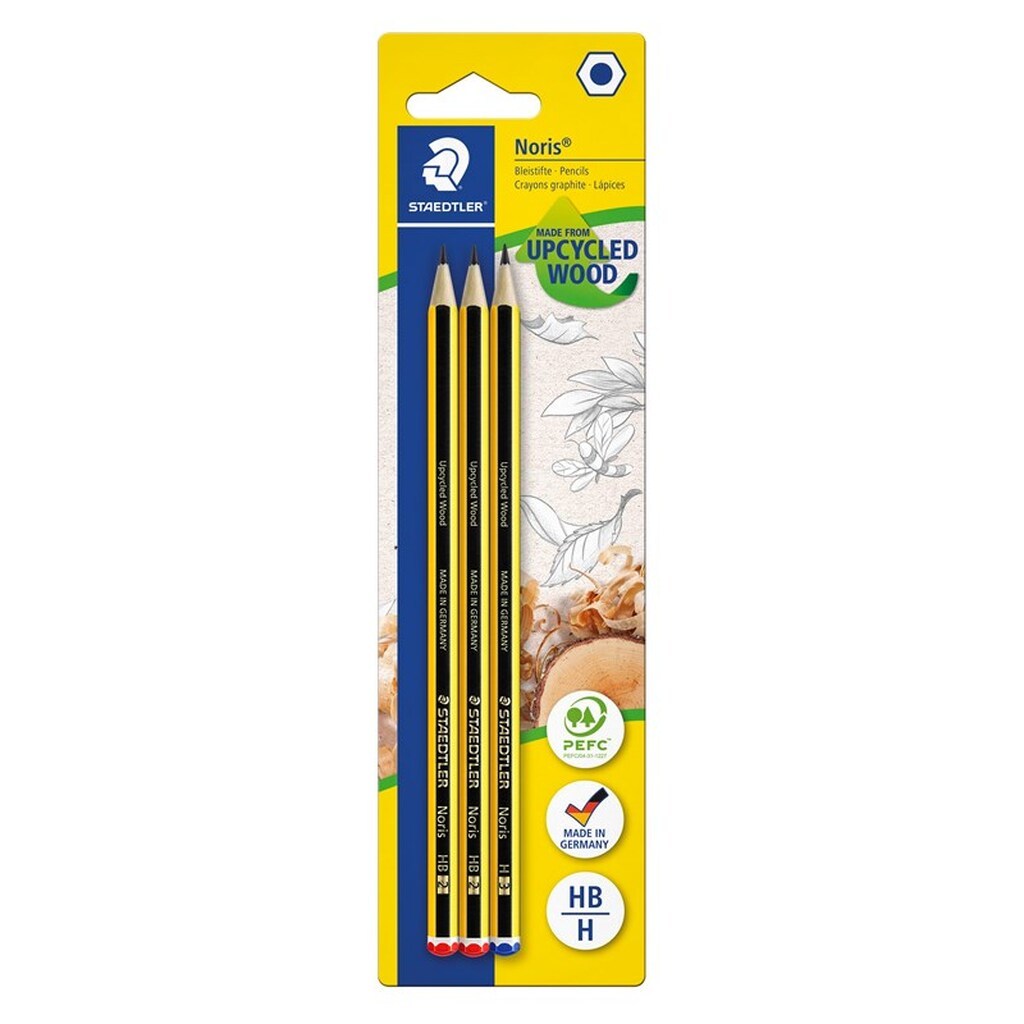 Staedtler Noris Blyant B, HB, H 3 ass./bk 100% PEFC