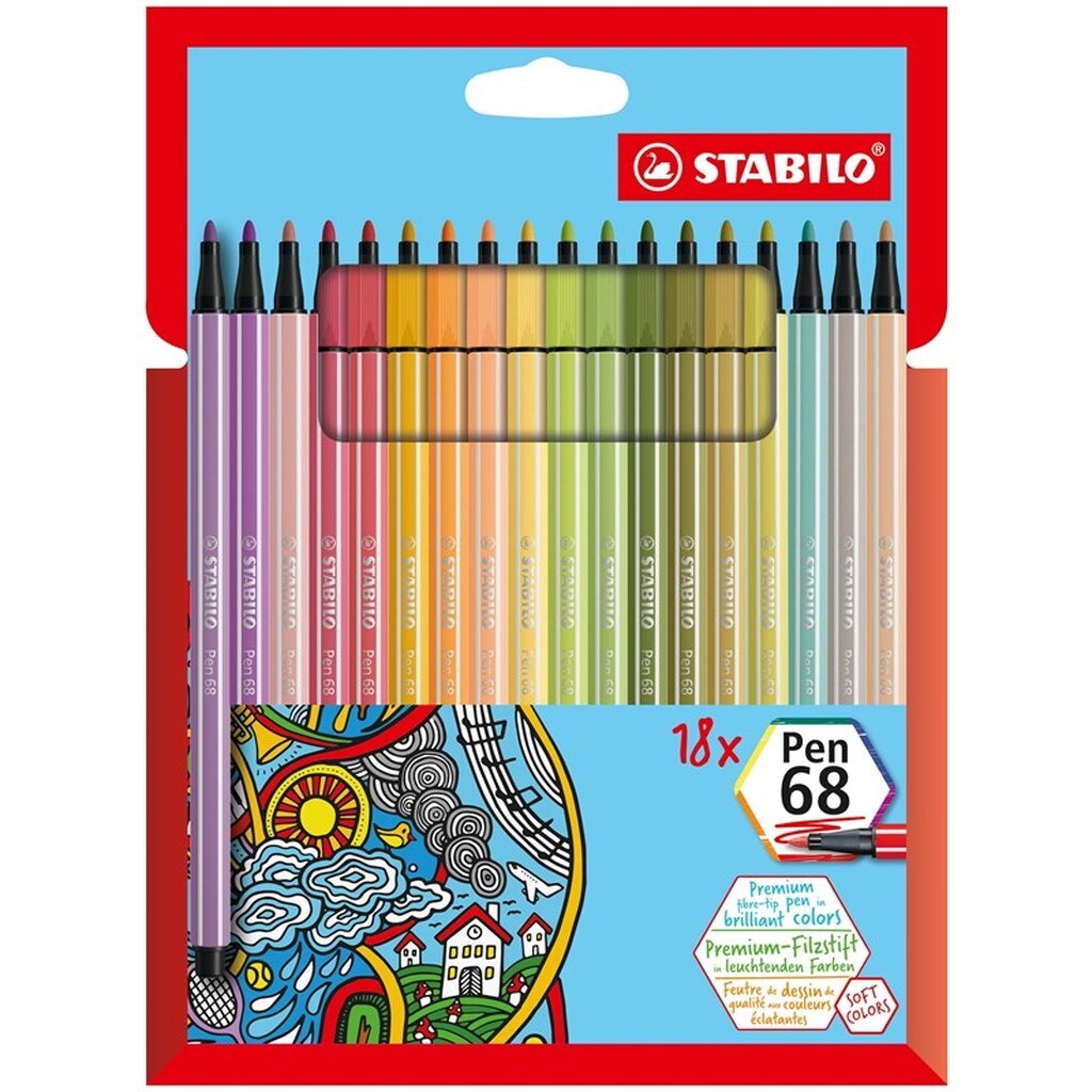 STABILO Pen 68 - Felt-tip pen - Set of 18 pieces