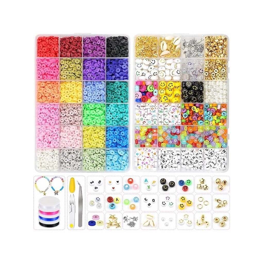 Pro Merkki Smykkesæt - Heishi &amp; Charms Perler - 7000 stk