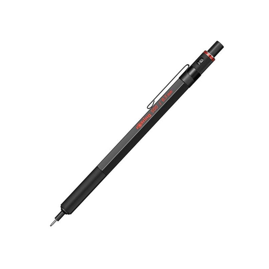 Rotring rOtring 500 Mekanisk Blyant | 0,5 mm HB Bly | Sort Sekskantet Plastik skaft og Skridsikkert Tekstureret Metal Greb