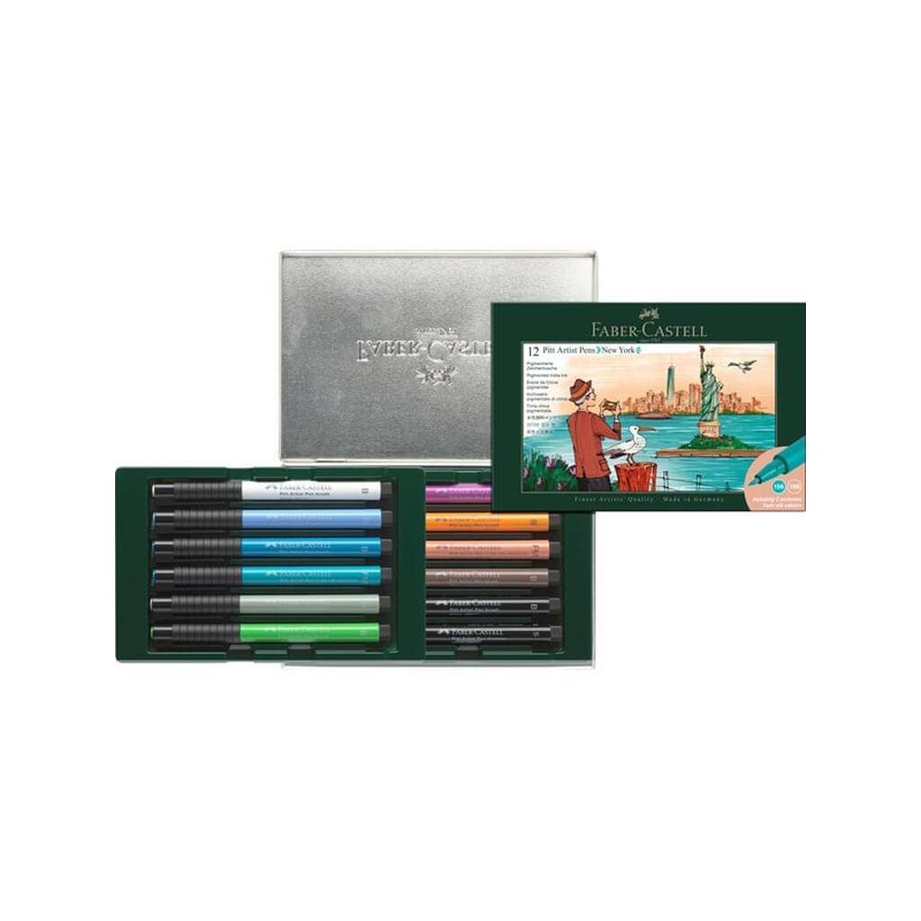 Faber-Castell Pitt Artist Pen tin set New York, 12 ass