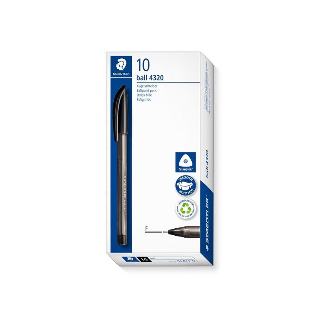 Staedtler STAEDTLER KUGLEPEN 4320 F, ÆSKE 10 STK, SORT