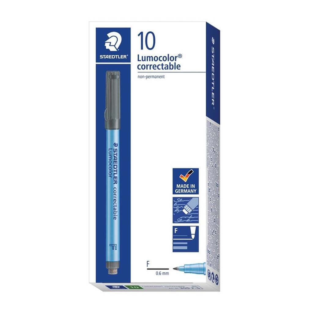 Staedtler LUMOCOLOR CORRECTABLE F 0,6mm GRØN, ÆSKE 10 STK