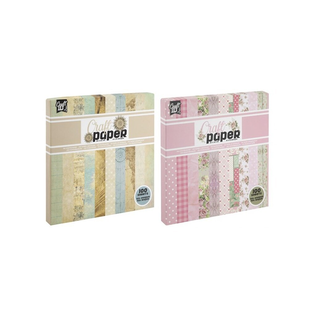 Creative Craft Group Papir, 100 ark. 20*20cm. 80 og 200g. ass