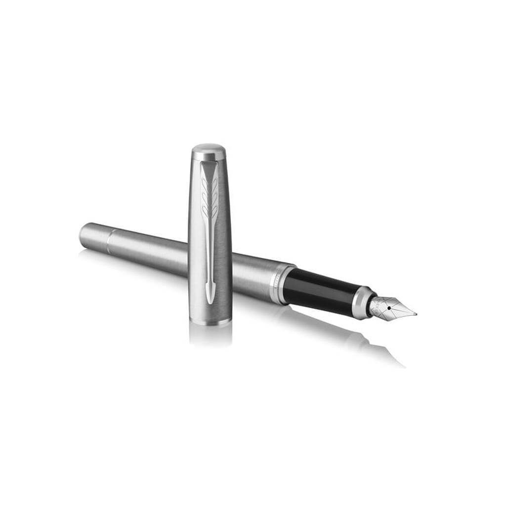 Parker Urban-fyldepen | metro-metallisk | medium spids med blå blæk | gaveæske | gaveæske