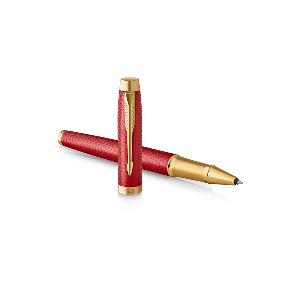 Parker IM premium rød med detaljer i guld, rullepen