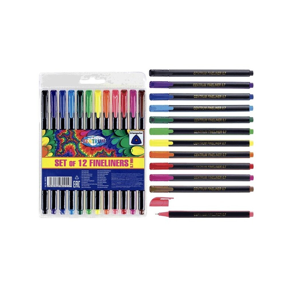 CENTRUM Fiberpen, 12 stk. ass. Trekantede.