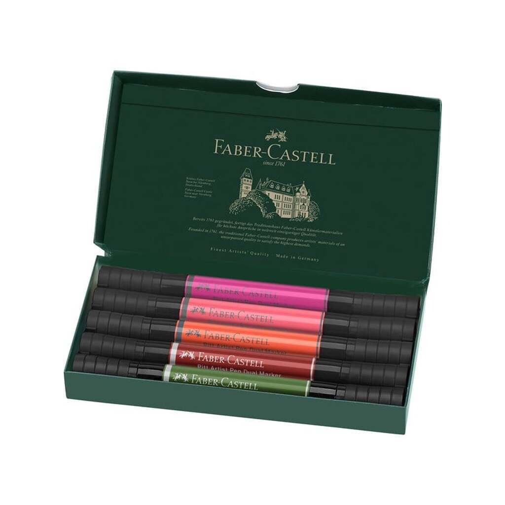 Faber-Castell Pitt Artist Pen Dual Marker tusch, etui med 5 stk, blomster