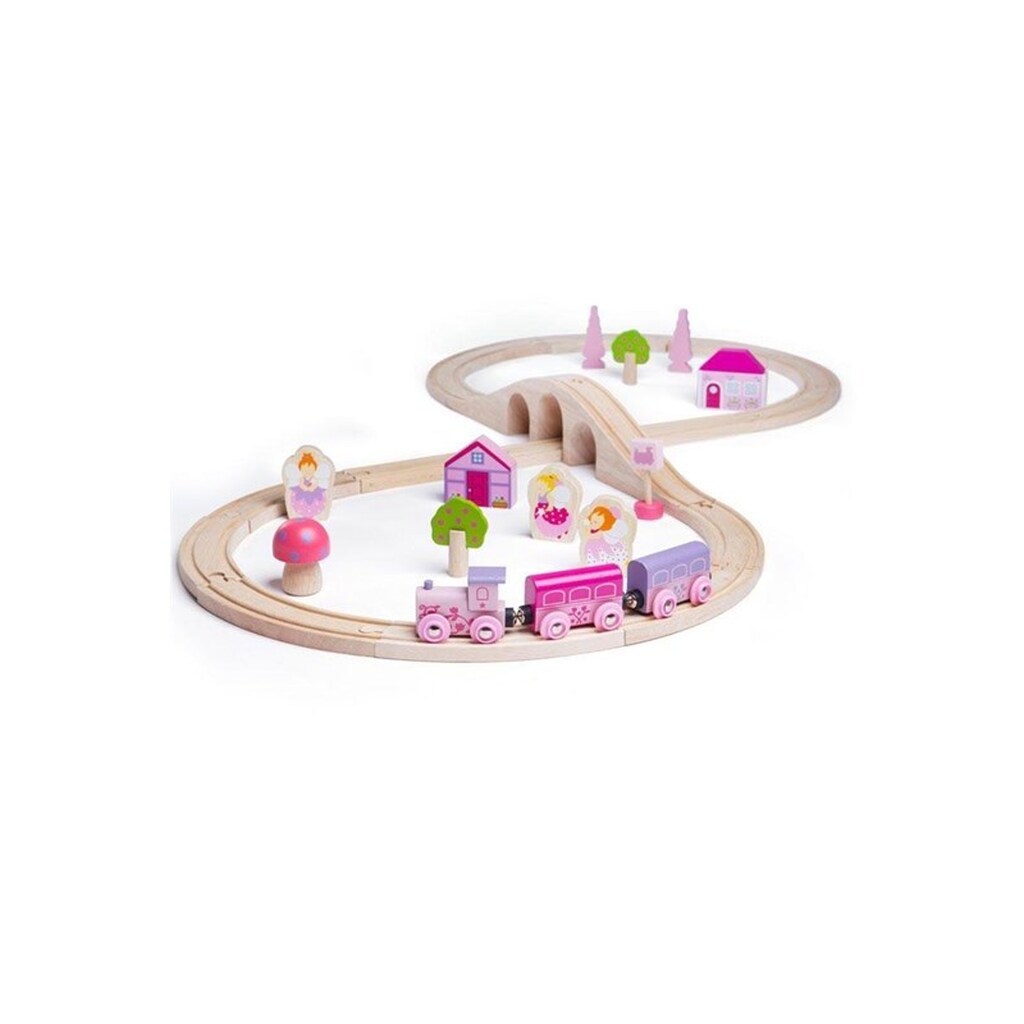 Bigjigs Wooden Train Set - Pink 40pcs.