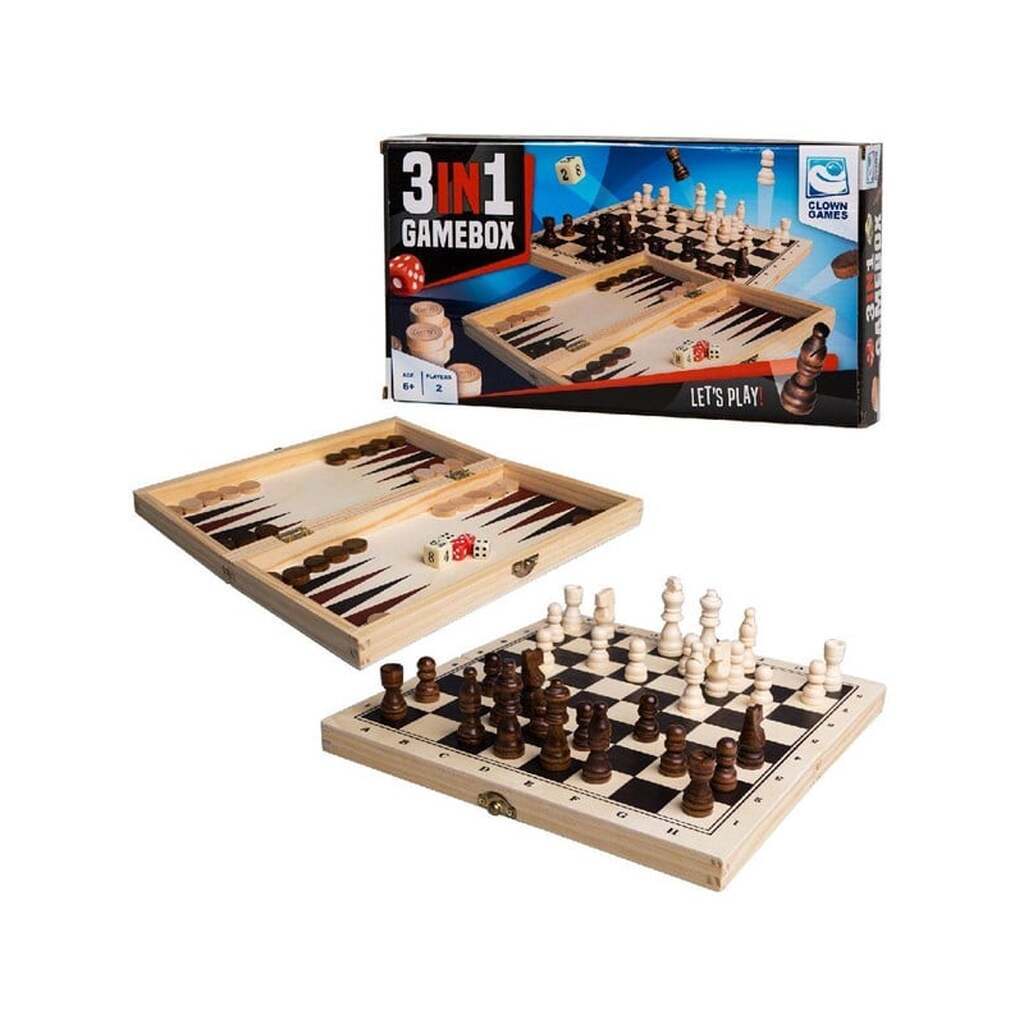 Clown Games - 3In1 Game Box Wood