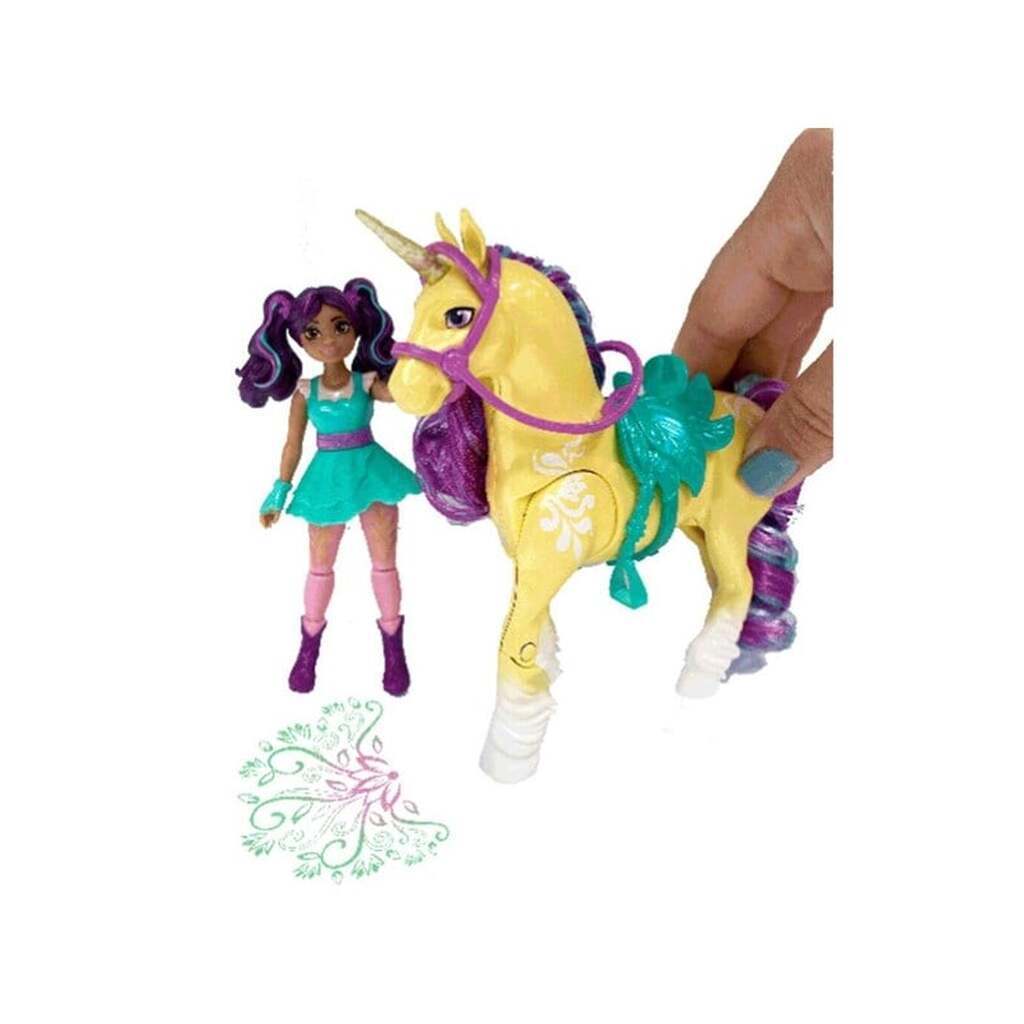 Unicorn Academy Enhjørningeakademiet Lille dukke Ava &amp; Unicorn Plant Magic Leaf