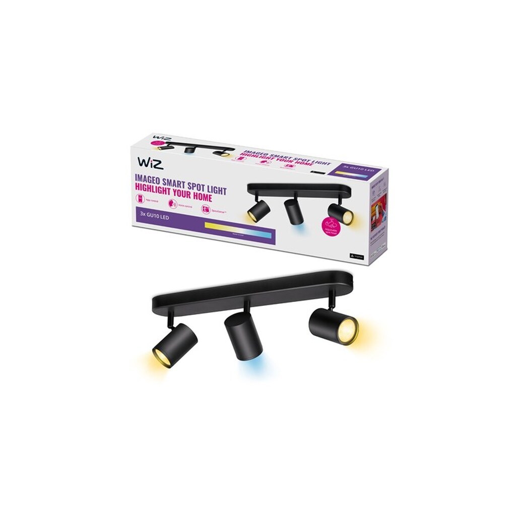 WiZ Smart Imageo spotlampe med 3 LED-spots, Justerbart Varmt til Koldt Hvidt lys, sort