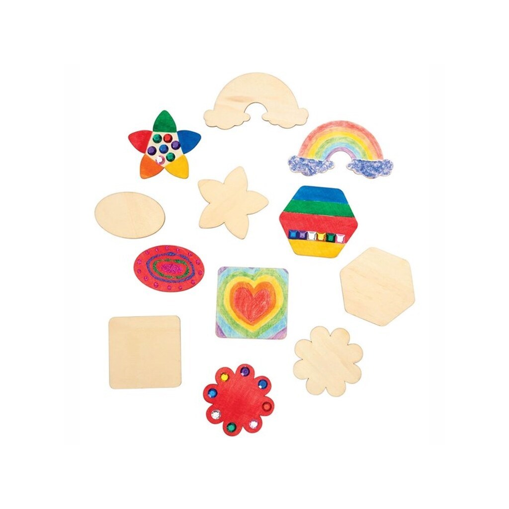 Colorations Decorate your own Wooden Magnet Shapes 12 pcs.