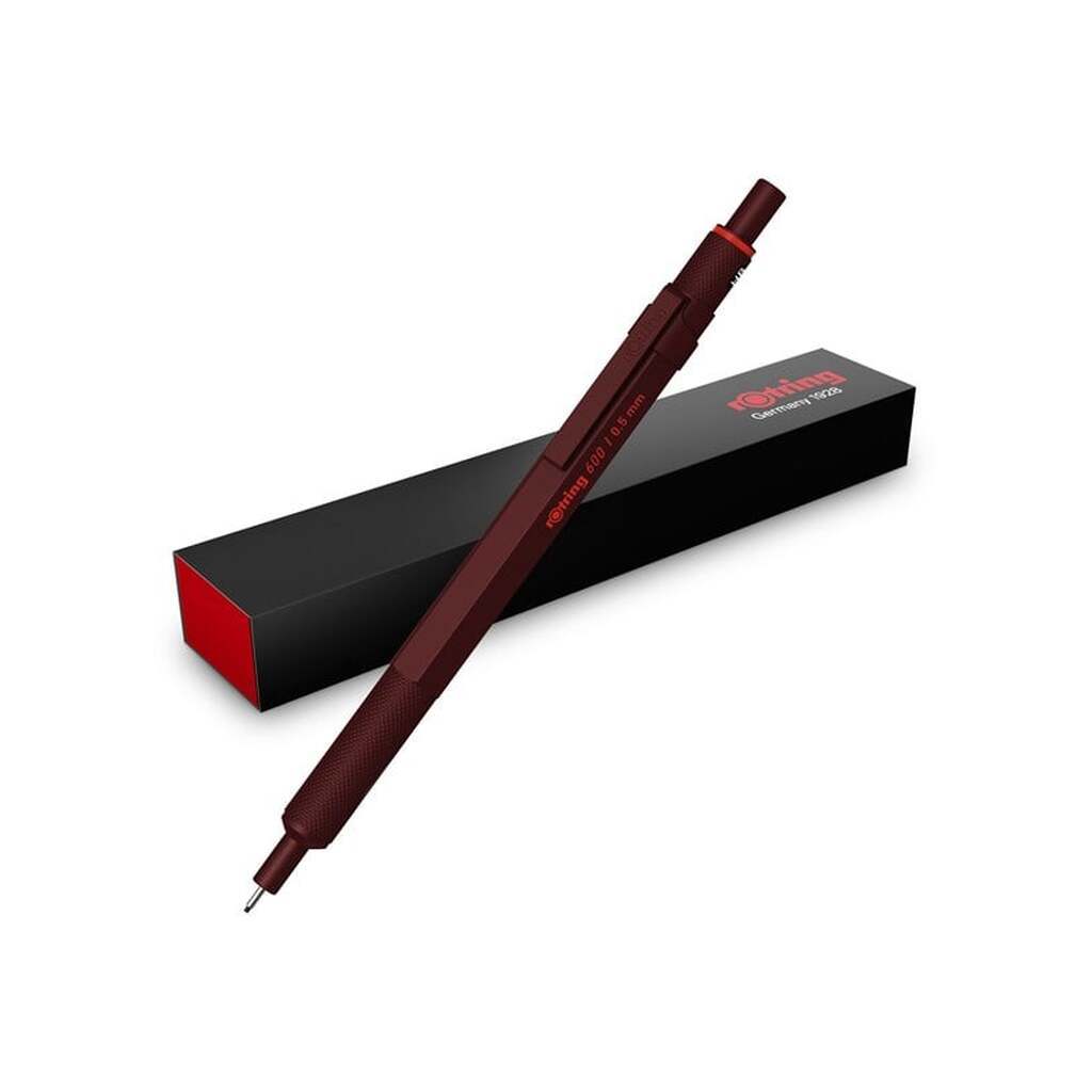 Rotring 600 Mechanical Pencil | HB Lead 0.5 mm | All-Metal Body Propelling Pencil | Chocolate Truffle | Non-Slip Knurled Grip &amp; Hexagonal Barrel