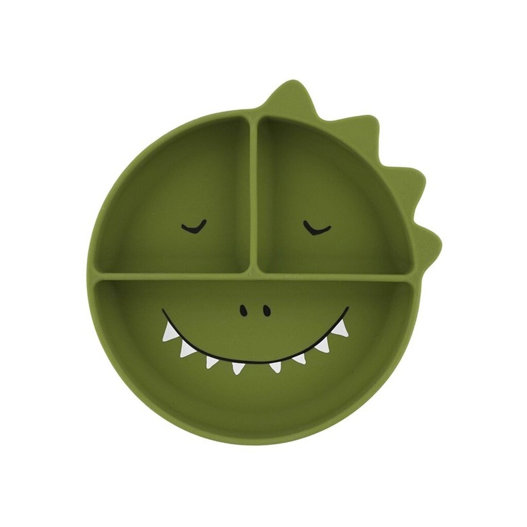 Trixie Baby - Silicone Plate with Compartments and Suction Cup - Mr. Dino