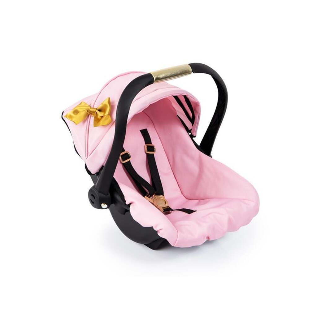 Bayer Design Deluxe Car Seat with Canopy for Dolls - Pink w/ Gold Bow (67990AA)