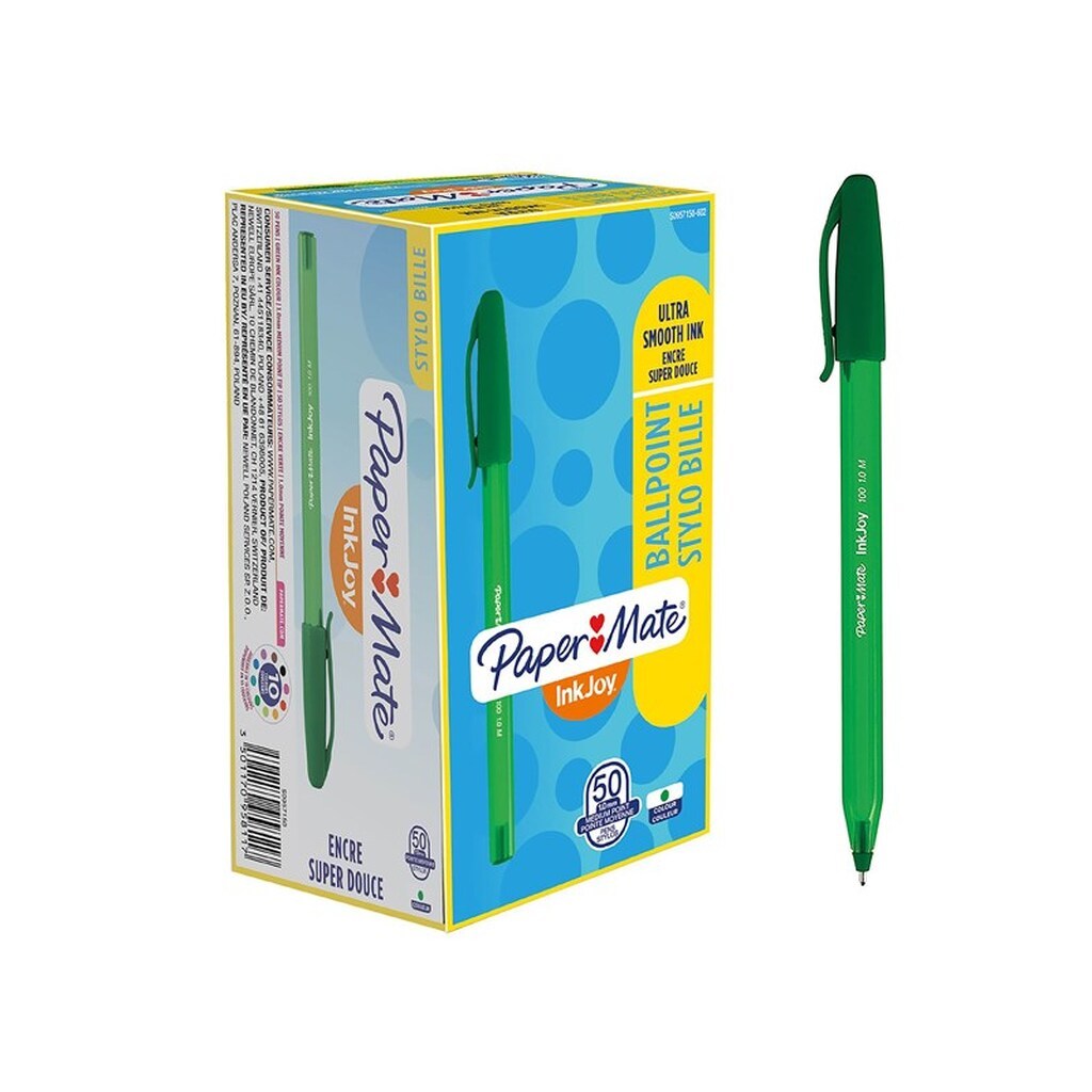 Paper Mate InkJoy 100ST Ballpoint Pens | Medium spids (1,0 mm) | Grøn | 50 styk