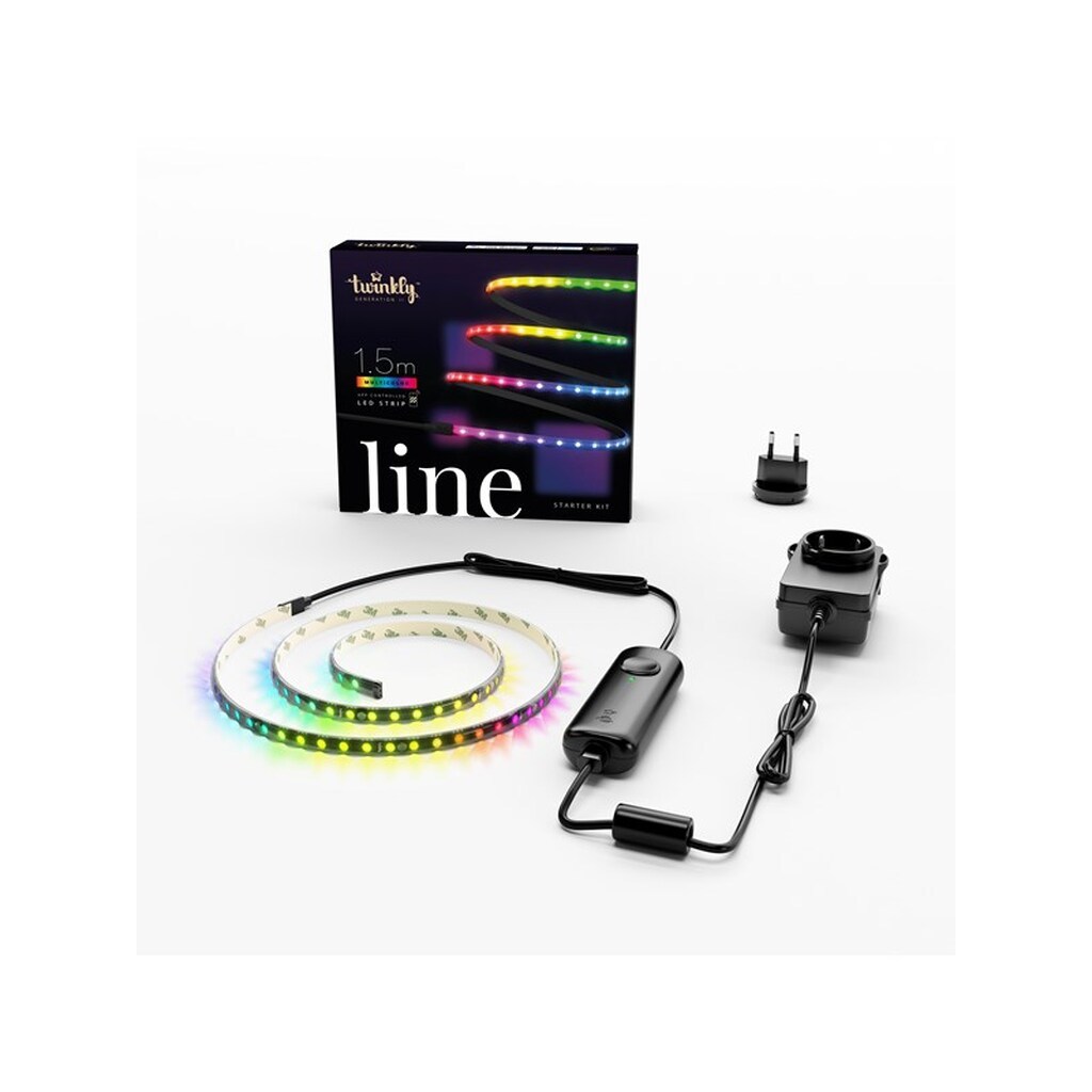 Twinkly Line Starter Kit - App-controlled RGB LED light strip. 1.5 Meters. Black Strip. Extendible