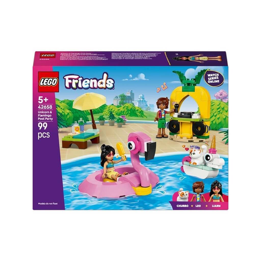 LEGO Friends 42658 Poolparty med enhjørning og flamingo