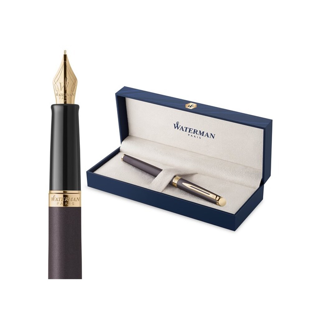 Waterman Hémisphère Fyldepen | Lava Black (The Understated Edit Collection) | Fin Spids med Blåt Blæk | Gaveæske