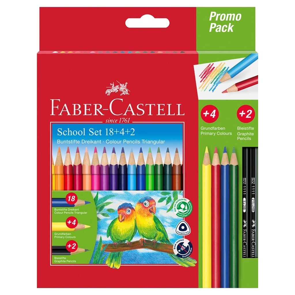 Faber-Castell Triangulær Promo pack farver 18+4+2
