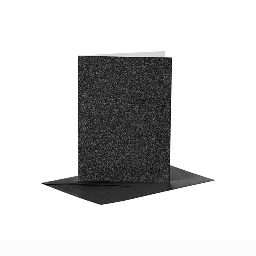 Creativ Company Cards and Envelopes 10.5x15cm Glitter Black - 4 pcs.