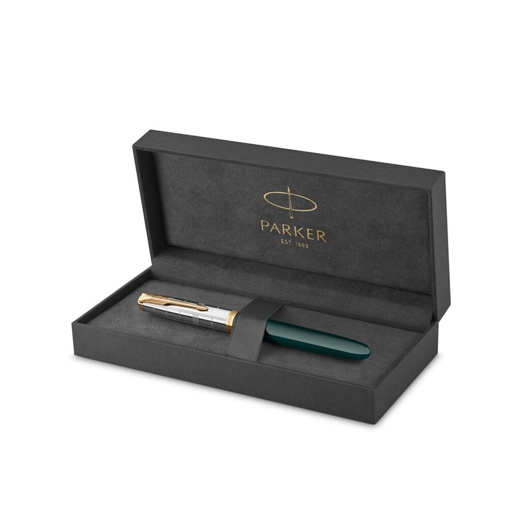 Parker 51 Premium fyldepen | Premium kollektion | Skov Grøn | Fin spids | Blå/sort blæk | Gaveæske