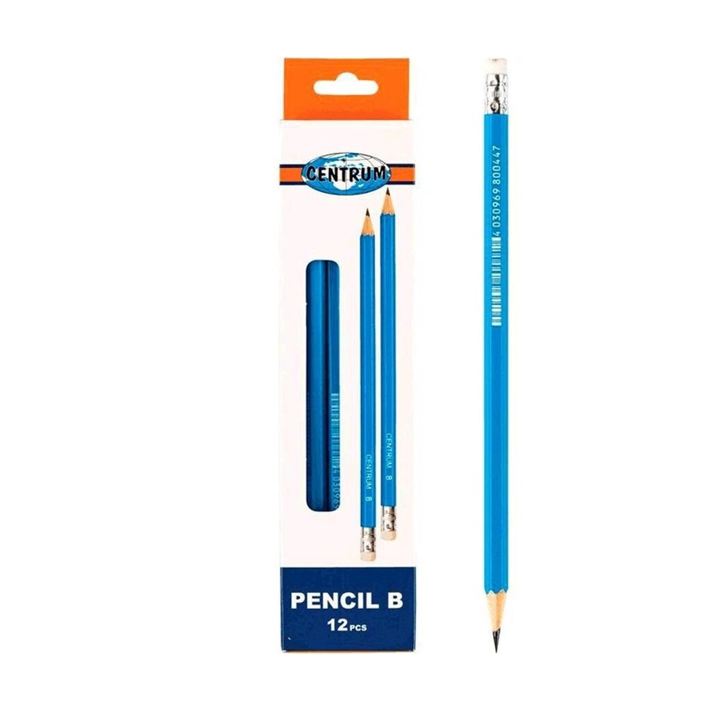 CENTRUM Blyant m. topgummi, 12 stk. B. Kartonæsk