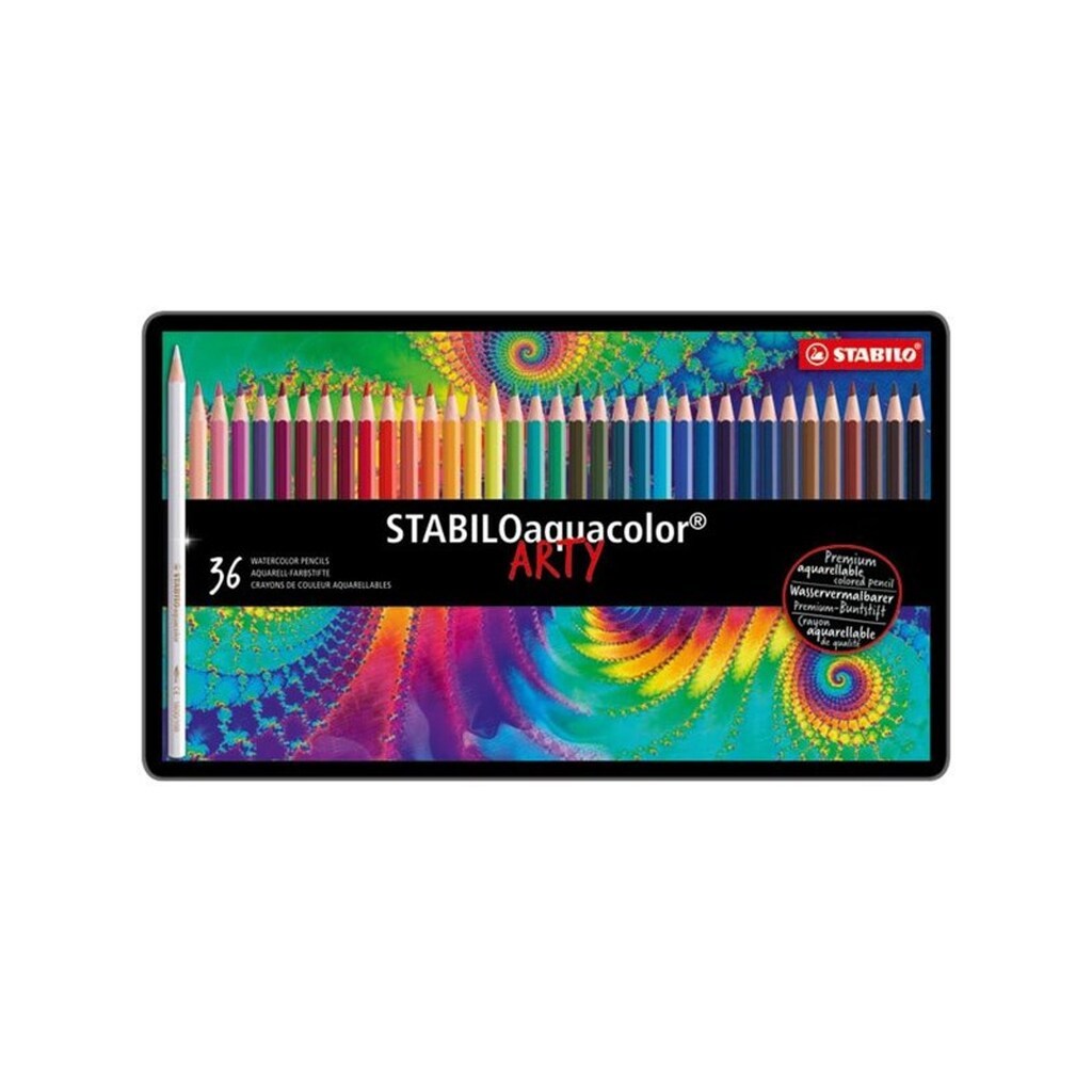 STABILO aquacolor® Aquarellable   farve blyanter i metalæske med 36 penne