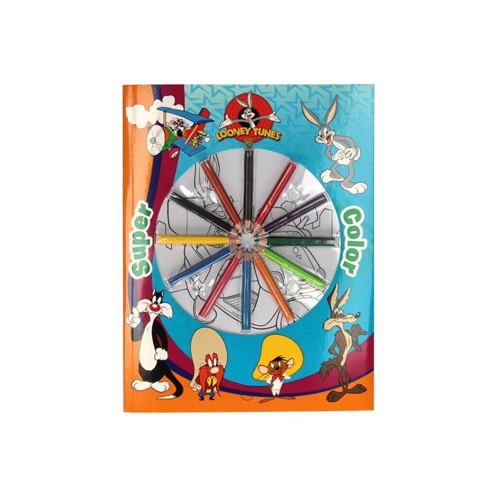 Boek Specials Nederland BV Super Color Coloring Book Looney Tunes with Pencils