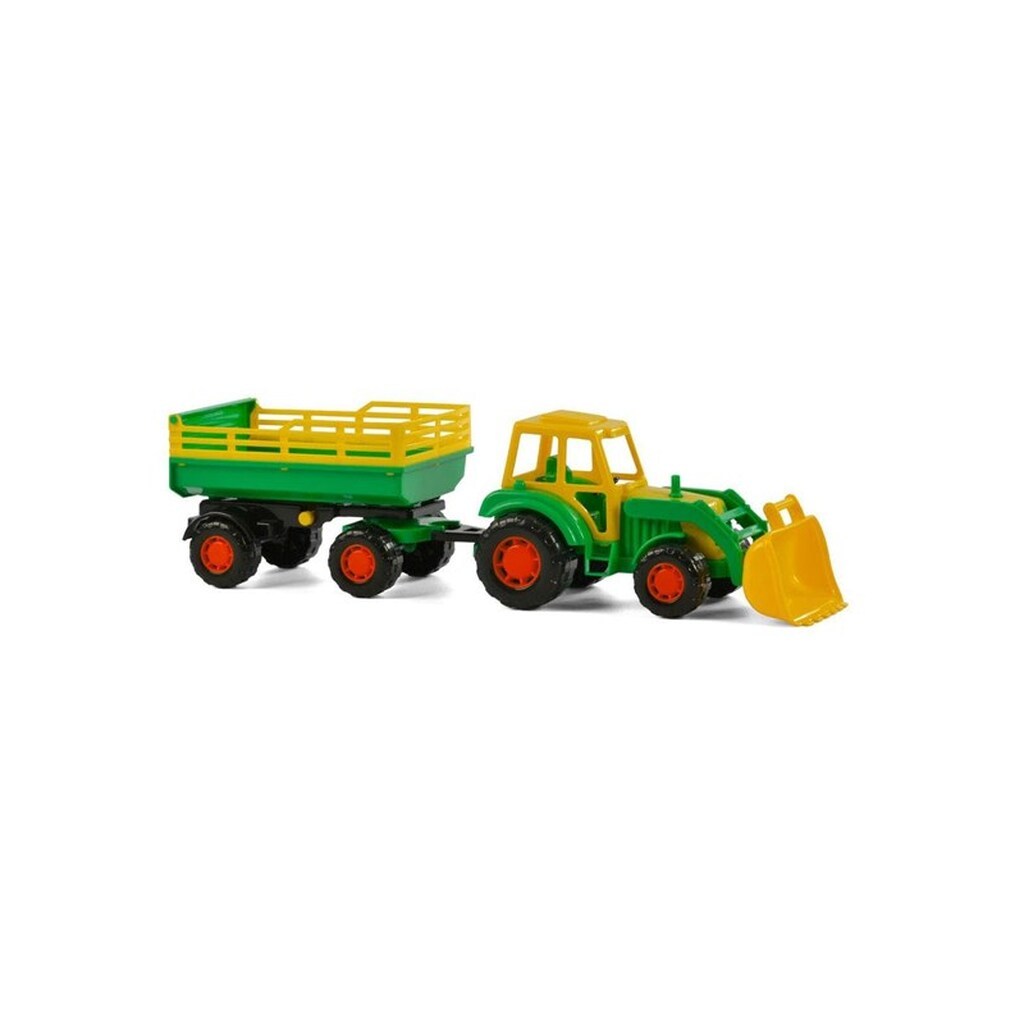 Cavallino Toys - Tractor with Front Loader and Trailer Green