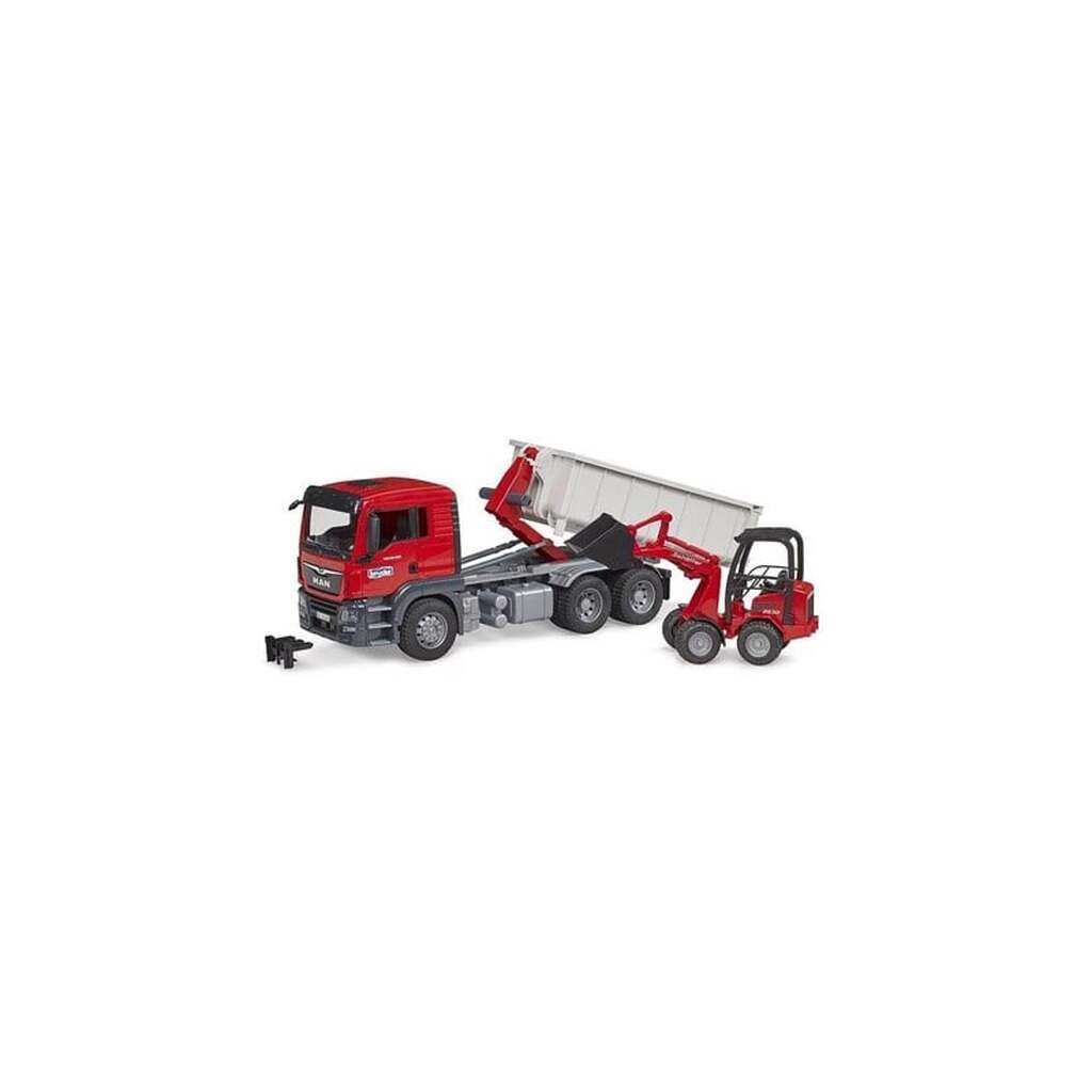 Bruder Truck w Roll-Off-Container&amp;Schäffer loader