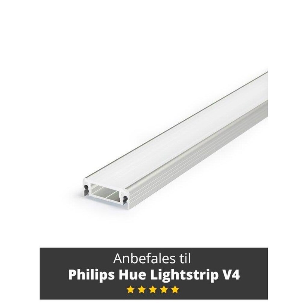 Light Solutions Aluminiumsprofil - Model S til Philips Hue og LIFX - Alu - 1 meter