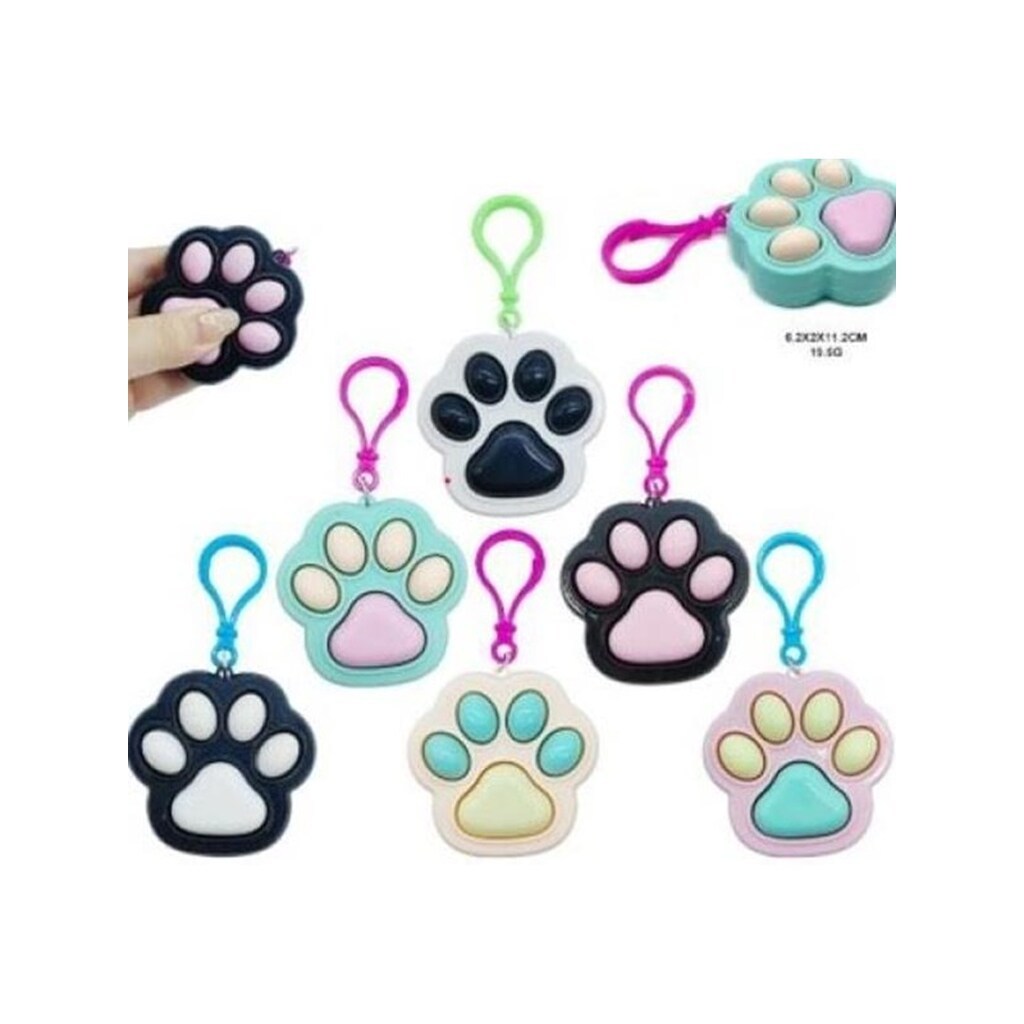 Pocket Money Fidget Click Paw Keychain - assorted