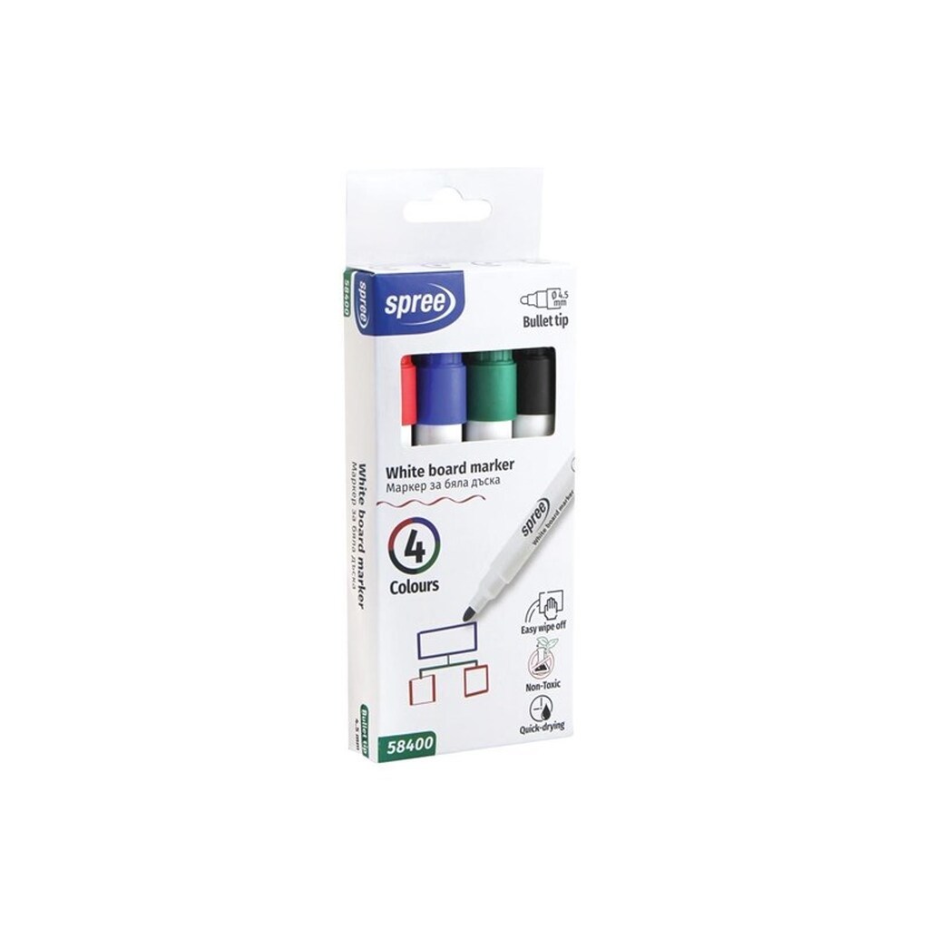 SPREE Whiteboard Marker, æske med 4 farver.