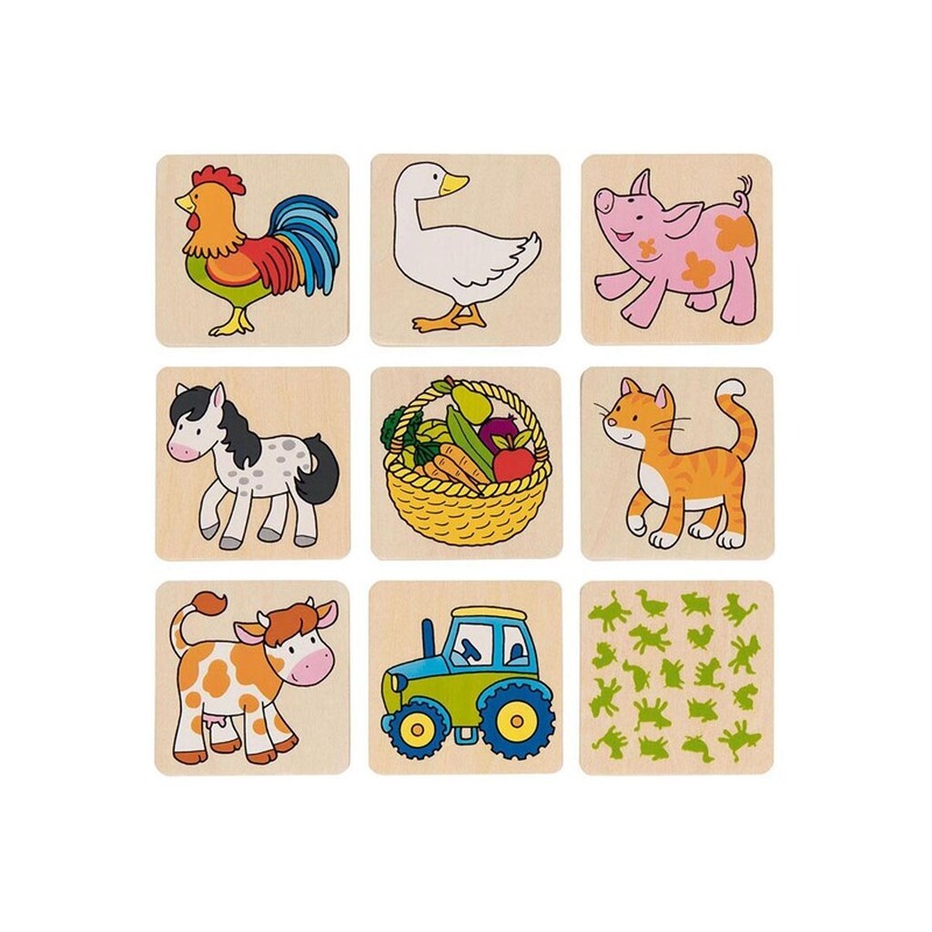 Goki - Wooden Memo Game Farm Animals