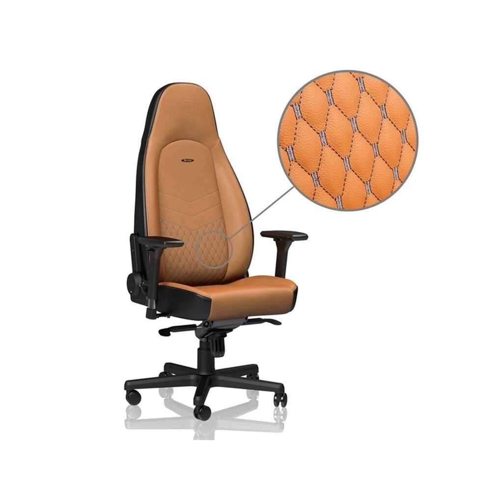 noblechairs ICON Series Real Leather - Cognac / Black Gamer Stol - Brun / Sort - Læder - Op til 150 kg